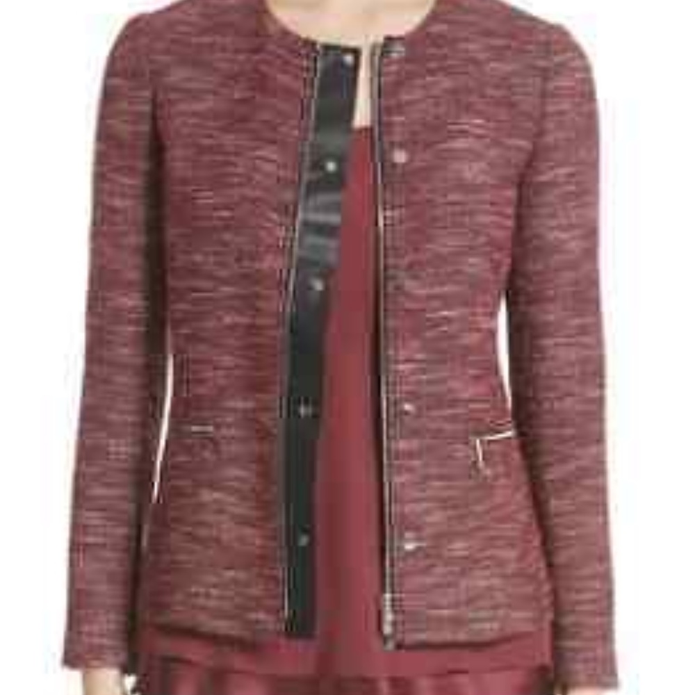 Lafayette 148 New York Kerrington Wool Blend Tweed Blazer Jacket Sz M